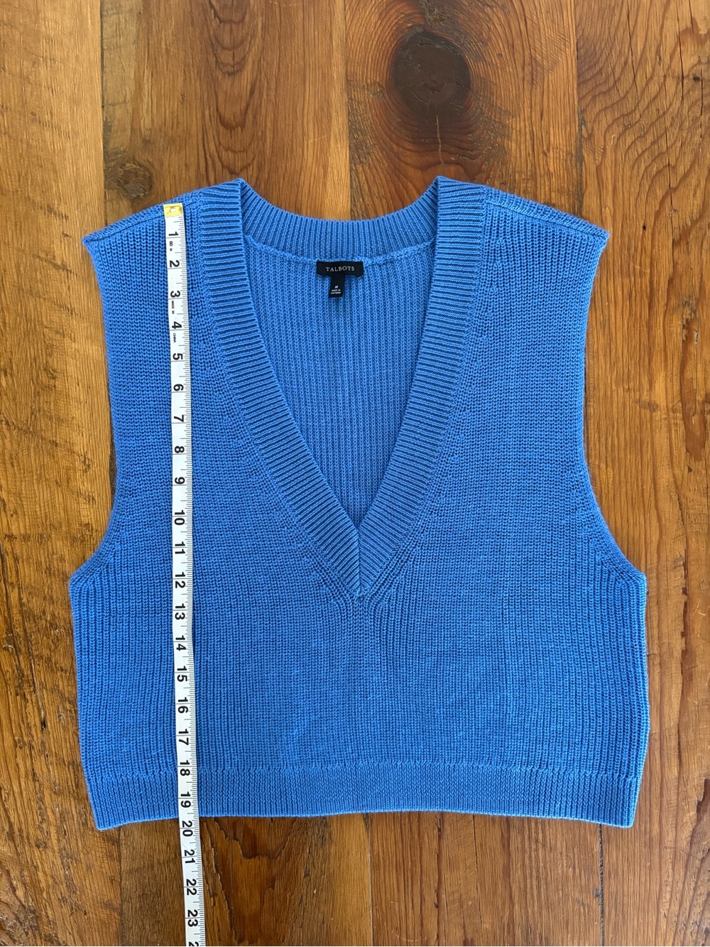 Talbots Blue V-Neck Knit Vest Sweater, Lightweight, Layering, Women's Size M - Picture 5 of 6
